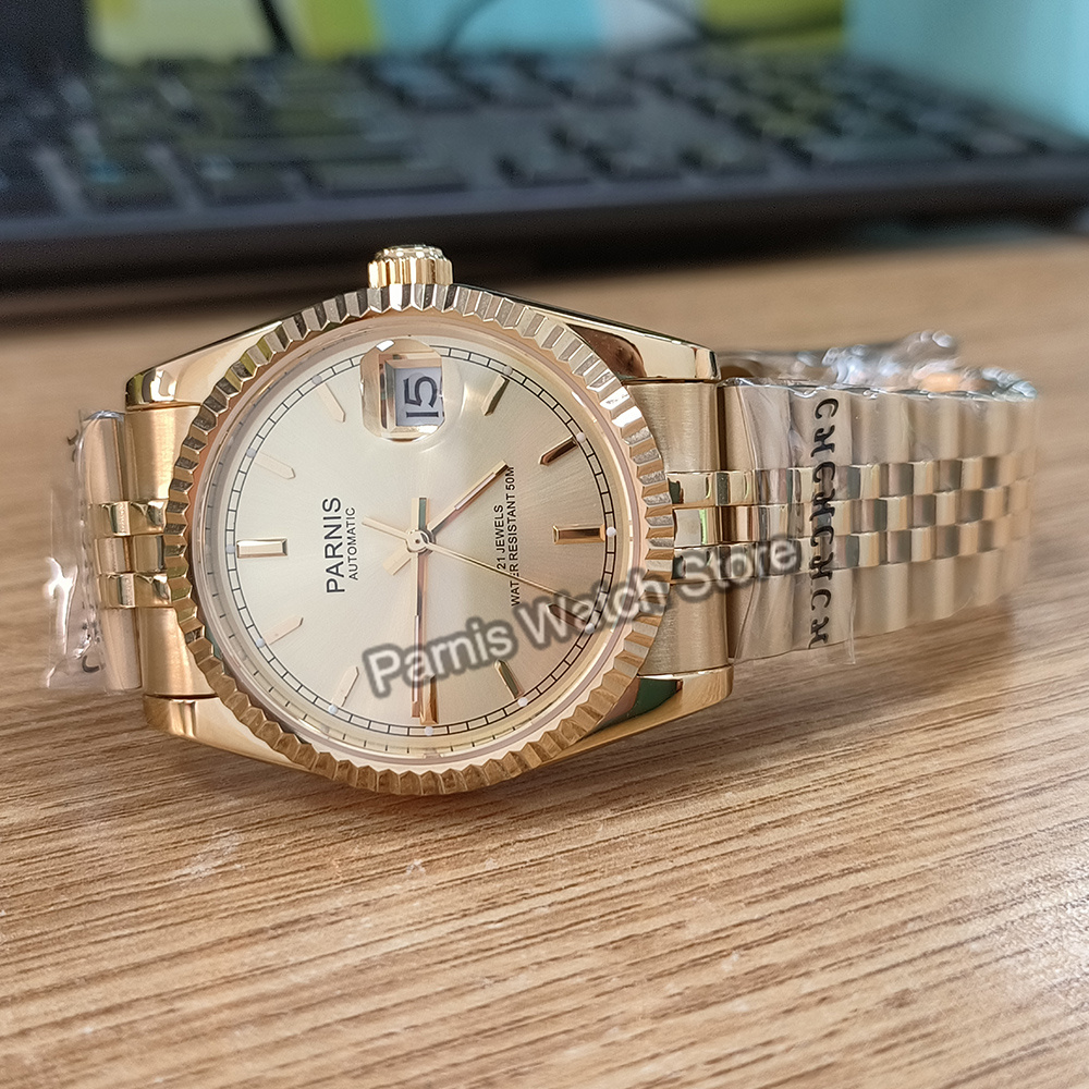 Parnis 36 mm złoty kolor świec – Rolex Watch Datejust recenzja i cena